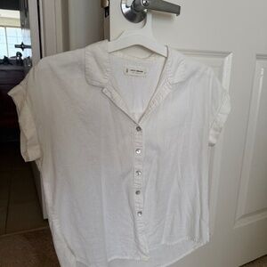 Lucky Brand Button Up White Shirt, Size Small with Iridescent Buttons